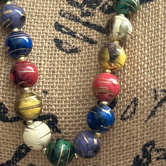 Glass Jasper Boho Womens Multicolor Round Beads Necklace - Picture 5 of 7